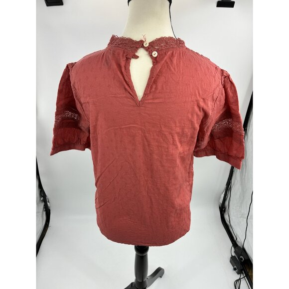 Universal Thread Womens Size M Red Embroidered Blouse Puff Sleeve Boho Peasant - Picture 4 of 7